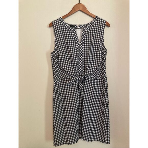 Talbots GINGHAM TIE FRONT A-LINE DRESS - Picture 2 of 6